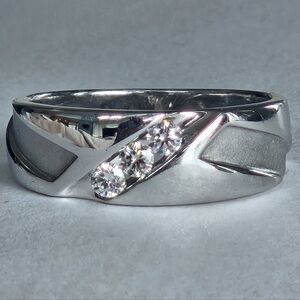 Men's Designer 10k White Gold 1/4tcw Diamond Engagement Wedding Ring Sz 10.25